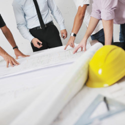 Team of architects on construciton site